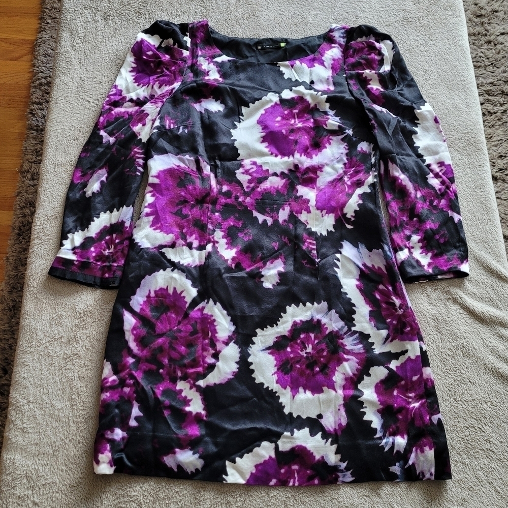 Anthropologie leifsdottir silk floral long sleeve shift dress size 6 - Picture 4 of 10